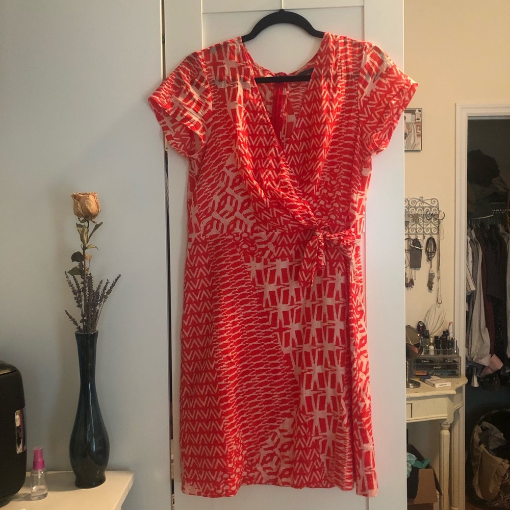 Coral Wrap Summer Dress